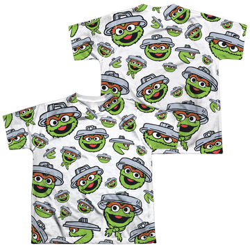 Sesame Street Oscar Face Pattern F/B youth all-over print t-shirt for ages 8 to 12