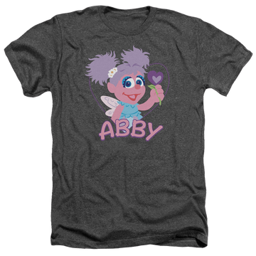 Charcoal men's heather t-shirt with Sesame Street Flat Abby graphic