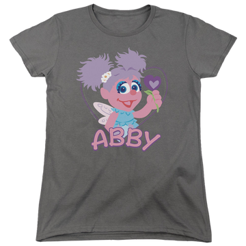 Charcoal women's t-shirt with Sesame Street Flat Abby graphic