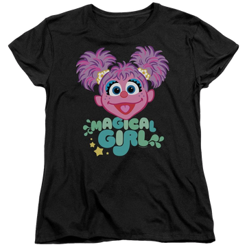 Black women's t-shirt with Sesame Street Scribble Head graphic