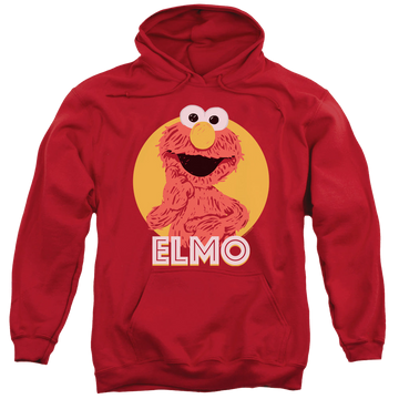 Red pullover hoodie with Sesame Street Elmo Scribble graphic