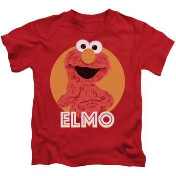 Red kid's t-shirt for ages 4 to 7 with Sesame Street Elmo Scribble graphic