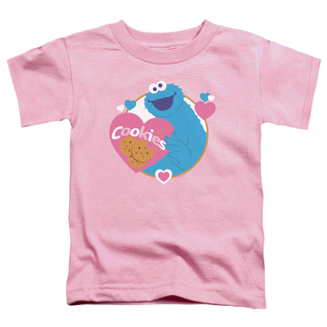 Pink toddler t-shirt with Sesame Street Love Cookies graphic