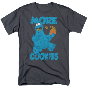 Charcoal men's regular fit t-shirt with Sesame Street More Cookies graphic