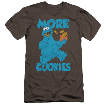 Charcoal men's premium slim fit t-shirt with Sesame Street More Cookies graphic
