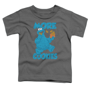 Charcoal toddler t-shirt with Sesame Street More Cookies graphic