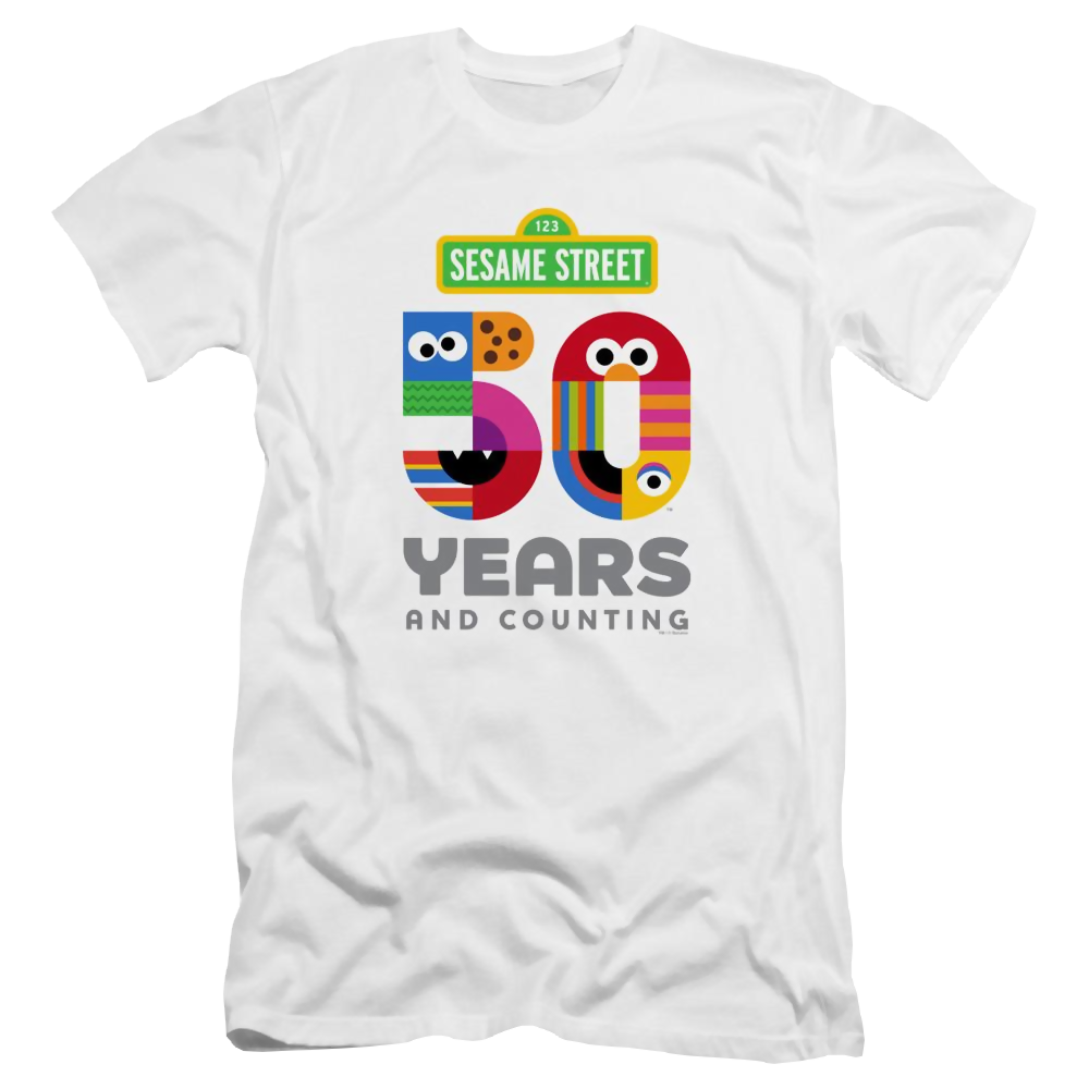 Sesame Street 50 Years Logo - Men's Premium Slim Fit T-Shirt Men's Premium Slim Fit T-Shirt Sesame Street