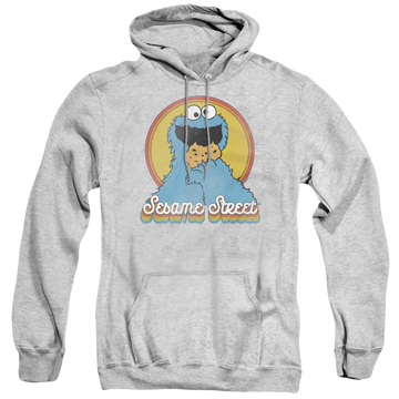 Athletic heather pullover hoodie with Sesame Street Cookie Monster Layers graphic