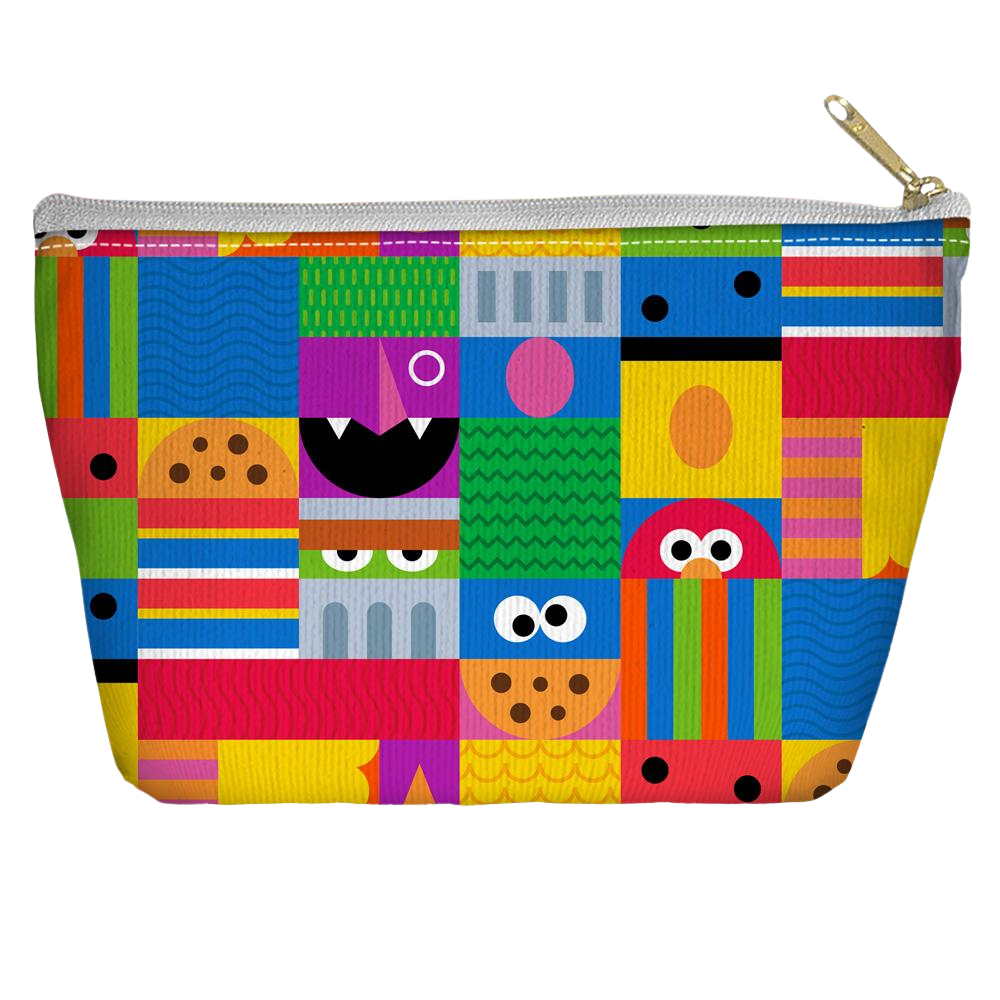 Sesame Street Squares - Straight Bottom Accessory Pouch T Bottom Accessory Pouches Sesame Street
