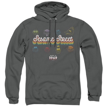 Charcoal pullover hoodie with Sesame Street Made In 1969 graphic