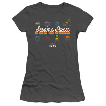 Charcoal juniors t-shirt with Sesame Street Made In 1969 graphic