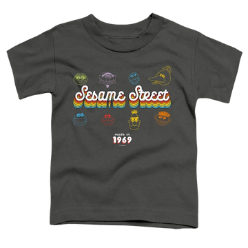 Charcoal toddler t-shirt with Sesame Street Made In 1969 graphic