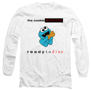 White men's long sleeve t-shirt with Sesame Street Ready To Dine graphic