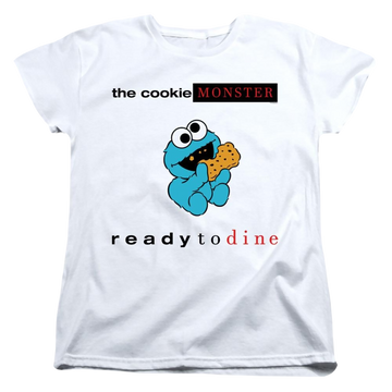 White women's t-shirt with Sesame Street Ready To Dine graphic