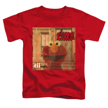 Red toddler t-shirt with Sesame Street Ellmatic graphic