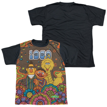 Sesame Street Psychedelic 69 youth black back t-shirt for ages 8 to 12