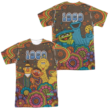 Sesame Street Psychedelic 69 (Front/Back Print) - Men's All-Over Print T-Shirt Men's All-Over Print T-Shirt Sesame Street