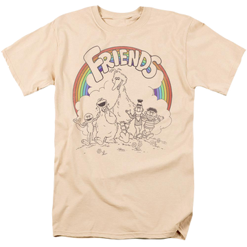 Cream men's regular fit t-shirt with Sesame Street Friends graphic