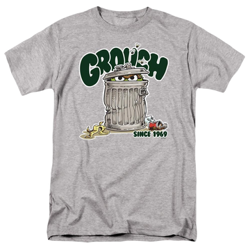 Athletic heather men's regular fit t-shirt with Sesame Street Grouch graphic
