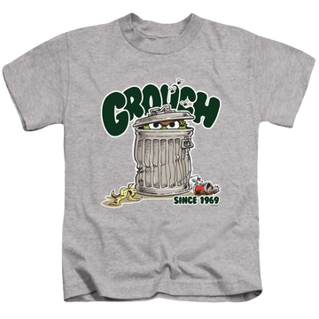 Athletic heather kid's t-shirt for ages 4 to 7 with Sesame Street Grouch graphic