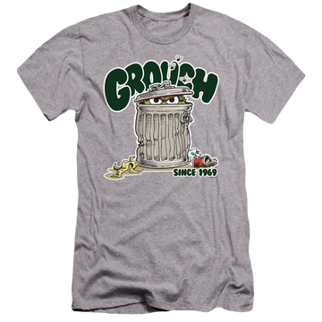 Athletic heather men's premium slim fit t-shirt with Sesame Street Grouch graphic