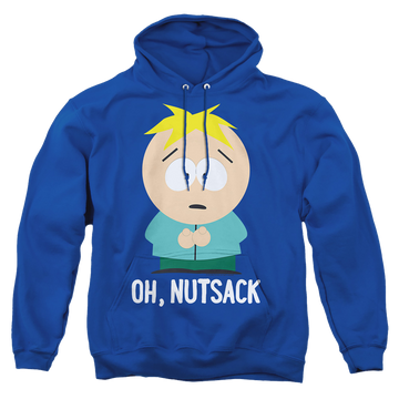Royal pullover hoodie with South Park Oh Nutsack graphic