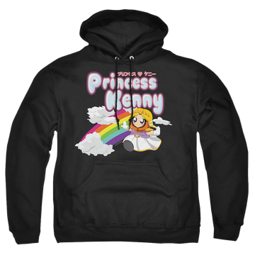 Black pullover hoodie with South Park Princess Kenny graphic