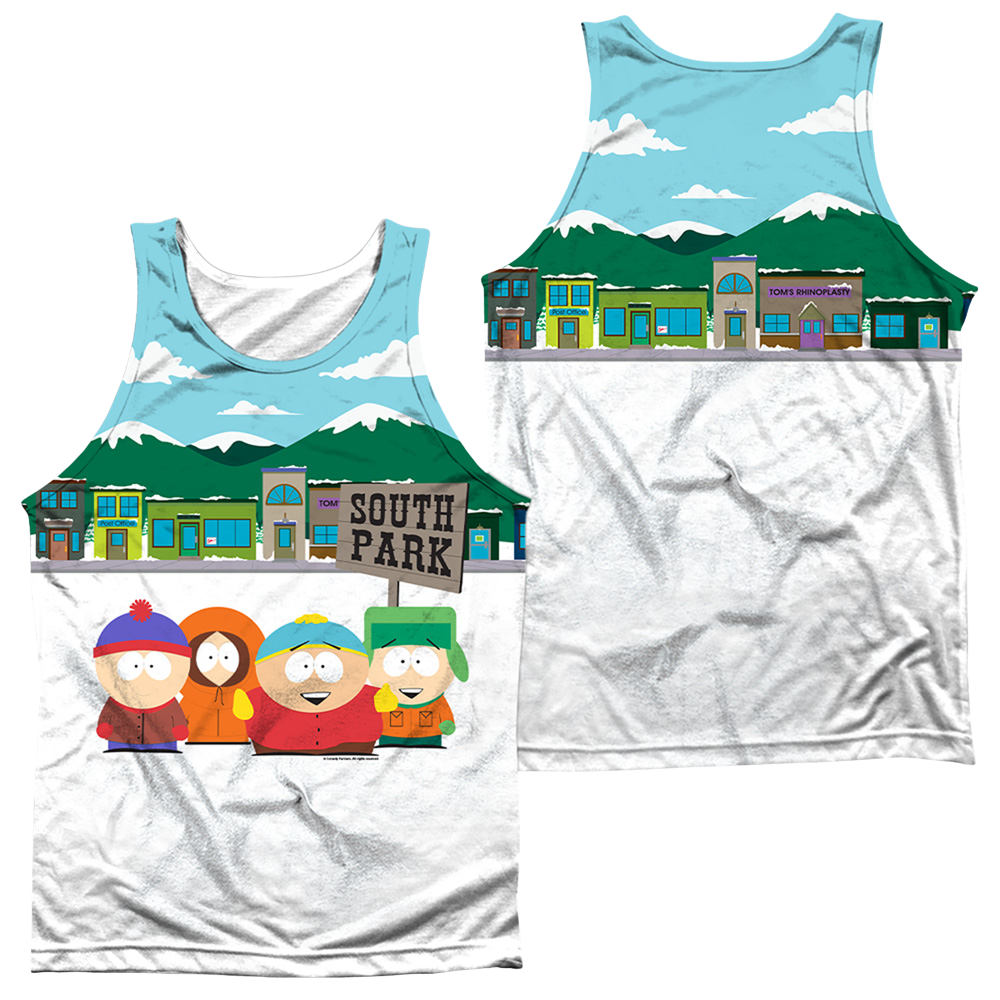 South Park Boys And Sign (Front/Back Print) - Men's All Over Print Tank Top Men's All Over Print Tank South Park