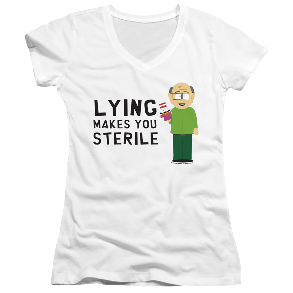 South Park Lying Makes You Sterile - Juniors V-Neck T-Shirt Juniors V-Neck T-Shirt South Park