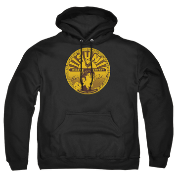 Black pullover hoodie with Elvis Presley Elvis Full Sun Label graphic