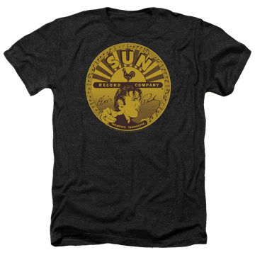 Black men's heather t-shirt with Elvis Presley Elvis Full Sun Label graphic