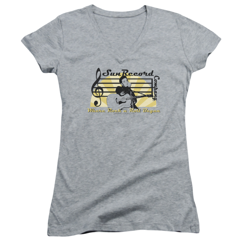 Elvis Presley Sun Record Company - Juniors V-Neck T-Shirt Juniors V-Neck T-Shirt Elvis Presley