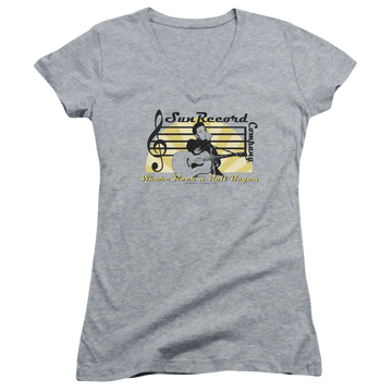 Elvis Presley Sun Record Company - Juniors V-Neck T-Shirt Juniors V-Neck T-Shirt Elvis Presley