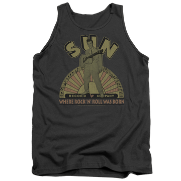 Charcoal men's tank with Elvis Presley Original Son graphic