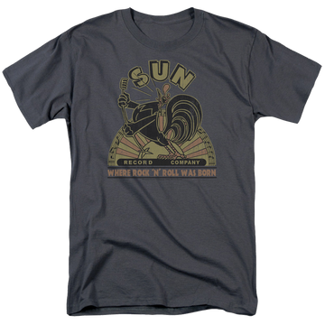 Charcoal men's regular fit t-shirt with Sun Records Sun Rooster graphic