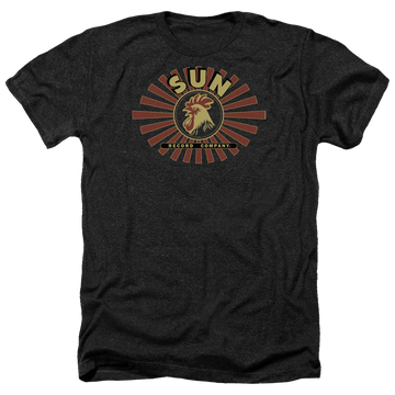 Charcoal men's heather t-shirt with Sun Records Sun Ray Rooster graphic