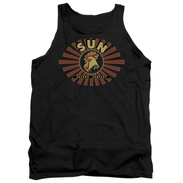Black men's tank with Sun Records Sun Ray Rooster graphic