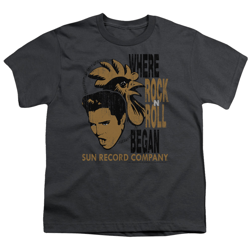 Elvis Presley Elvis And Rooster - Youth T-Shirt Youth T-Shirt (Ages 8-12) Elvis Presley