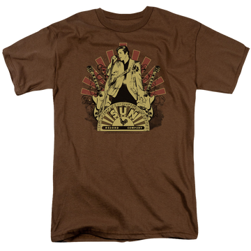 Coffee men's regular fit t-shirt with Elvis Presley Elvis Rising graphic