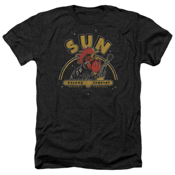 Charcoal men's heather t-shirt with Sun Records Rocking Rooster graphic