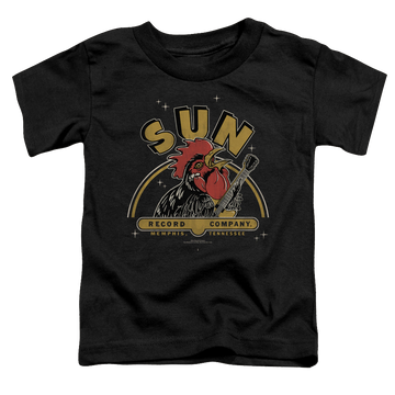 Black toddler t-shirt with Sun Records Rocking Rooster graphic
