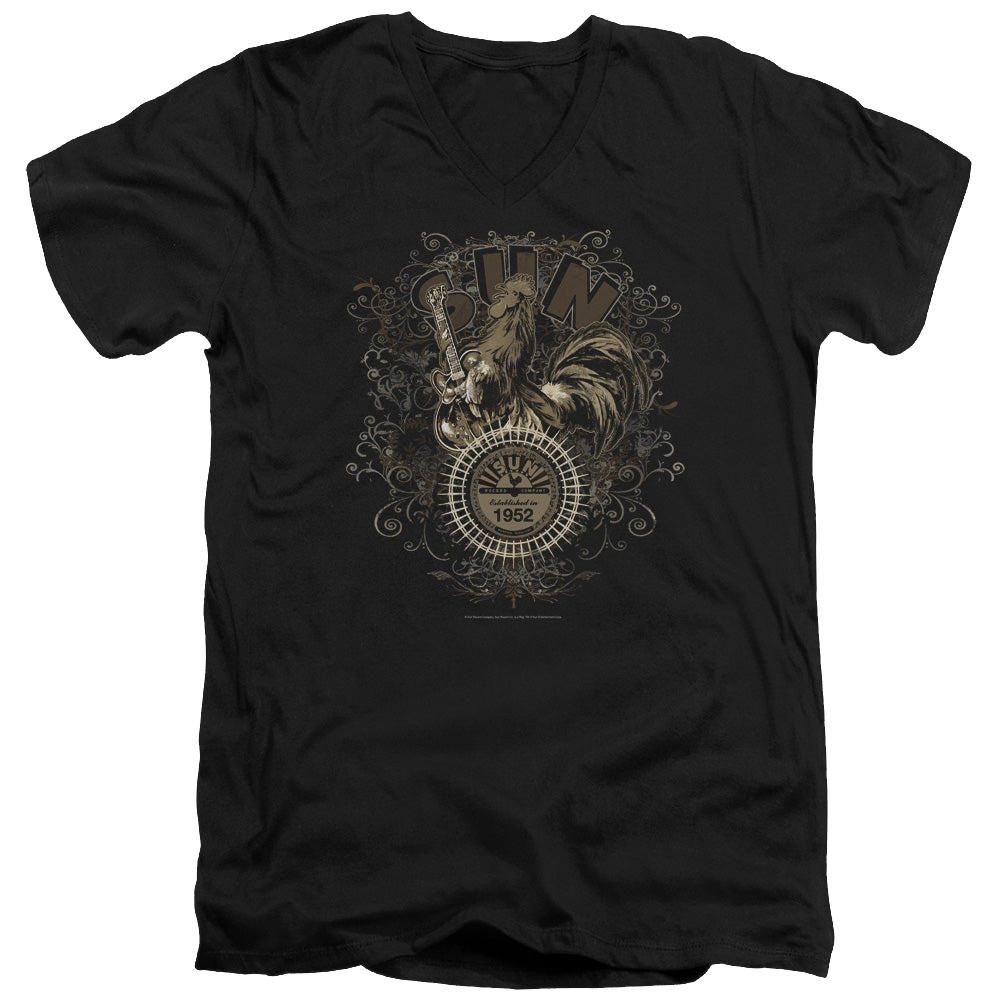 Sun Records Scroll Around Rooster - Men's V-Neck T-Shirt Men's V-Neck T-Shirt Sun Records