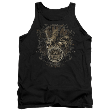 Black men's tank with Sun Records Scroll Around Rooster graphic