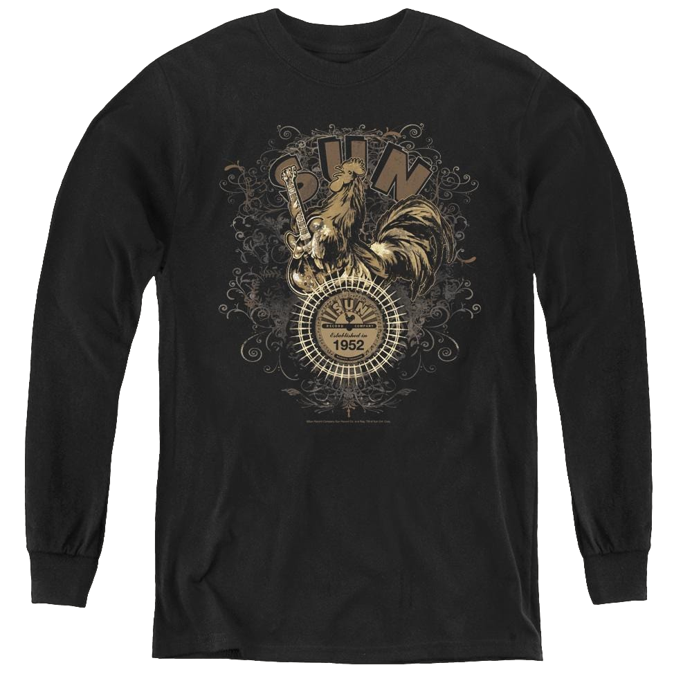 Sun Records Scroll Around Rooster - Youth Long Sleeve T-Shirt Youth Long Sleeve T-Shirt Sun Records