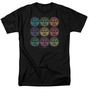 Black men's regular fit t-shirt with Sun Records Rocking Color Block graphic