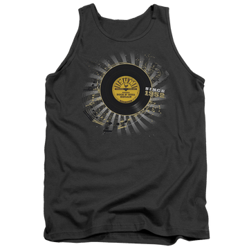 Charcoal men's tank with Sun Records Established graphic