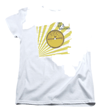 White women's t-shirt with Sun Records Fourty Five graphic