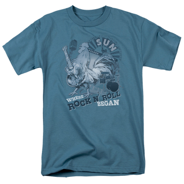 Slate men's regular fit t-shirt with Sun Records Where Rock Began graphic