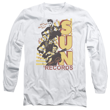 White men's long sleeve t-shirt with Elvis Presley Tri Elvis graphic
