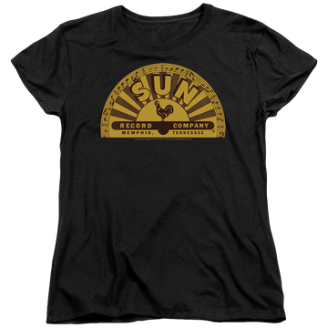 Black women's t-shirt with Sun Records Traditional Logo graphic